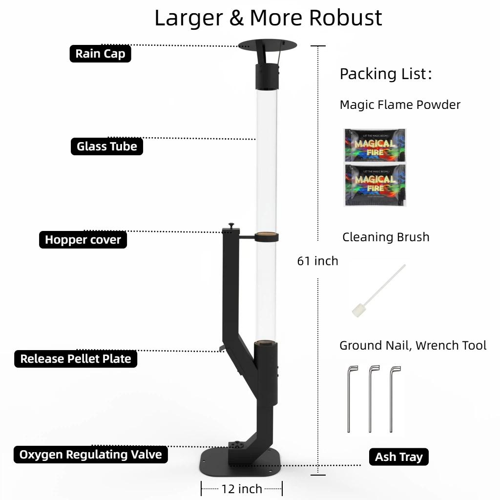Outdoor Pellet Fire Feature with Vertical Flame | Modern Steel Patio Flame Column for Ambience & Atmosphere | Portable Decorative Fire for Backyard, Garden, Camping & Parties