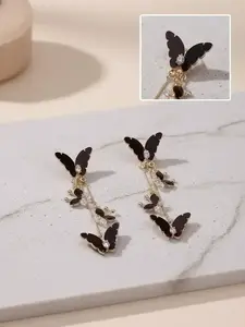 1 Pair Of Chic Black Butterfly Long Tassel Earrings, Trendy Jewelry, Versatile For Everyday Wear