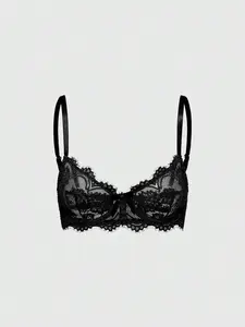 Goth Women's Fashion Floral Lace Underwire Triangle Cup Bra