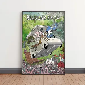 Regular Show Poster, Mordecai and Rigbys Ramp Jump, Muscle Man Benson Art Print. Decor Artwork