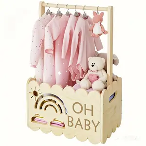 Baby Closet Organizer Rack, Wooden Baby Clothes Hanger, Rainbow Toy Storage Shelf, Infant Wardrobe Display Stand, Oh Baby Brand