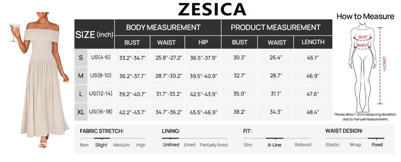 ZESICA Women's Off The Shoulder Maxi Dress 2025 Summer Sleeveless Casual Slim Swing Pleated Formal Party Dresses