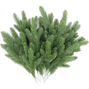 50 Pcs Artificial Pine Branches Green Plants Pine Needles Accessories Garland Wreath Christmas and Home Decor (50, Green)