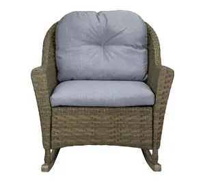 Northlight 34" Gray Resin Wicker Rocker Chair w/ Cushions Northlight 34" Gray Resin Wicker Rocker Chair w/ Cushions