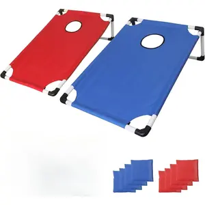 Portable PVC Framed Cornhole Game Set, 2 Collapsible Bean Bag Boards & 8 Bean Bags, Waterproof Mini Toss Game for Indoor Outdoor Yard Play, Family Backyard Party Activity