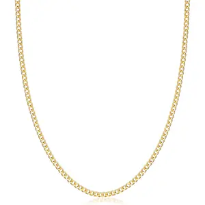 3mm Plated Chains for Men, Mens Necklace Chains Stainless Steel Cuban Link Chain Necklace Women or Men and Boys, 20, 22 Inch rope jewelry