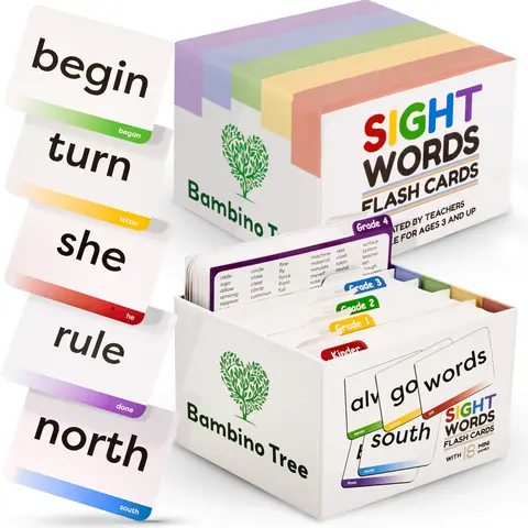Sight Words Flash Cards - 600 Words from Dolch's & Fry's Lists for Kindergarten, 1st, 2nd, 3rd & 4th Grade