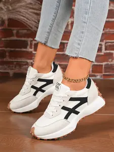 Women's New Lace-Up Thick Sole Training Shoes, Anti-Slip Lightweight Sports Shoes, Suitable for Travel and Daily Commute, Trendy Sports Shoes