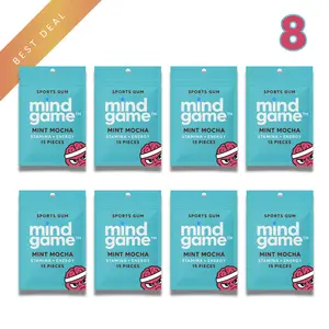 Mindgame Sports Gum Mint Mocha 8 Packs - Natural Gum for Precision Energy Athletes & High Performers