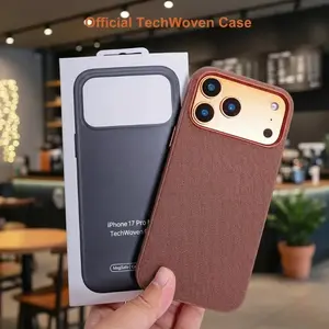 Aston DigitalOriginal Magsafe Techwoven Magnetic Case for iPhone17Pro Max With Logo Wireless Charging Compatible Full Body Protection Cover Protective Cellphone Shockproof Smartphone Casing Screen Protector