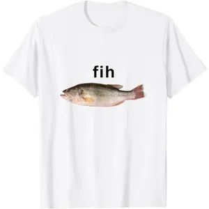 “Fih” Funny Misspelled Fish Meme, Simple Humor T-Shirt