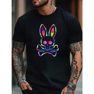 Cotton Men's T Shirt Short Sleeve Casual Cartoon Print Crewneck Regular Fit Simple Style Cool Graphic Tee Premium Quality Unique Art Design Streetwear Aesthetic Unisex Top