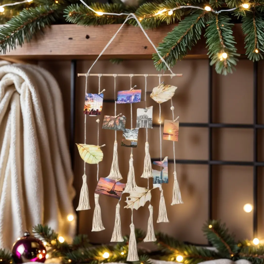 Nordic Photo Clips Handmade Tassel Decorative Storage Hanging Blanket Home Wall Mount Design Includes 30 Clips, Wood Material, Made in China