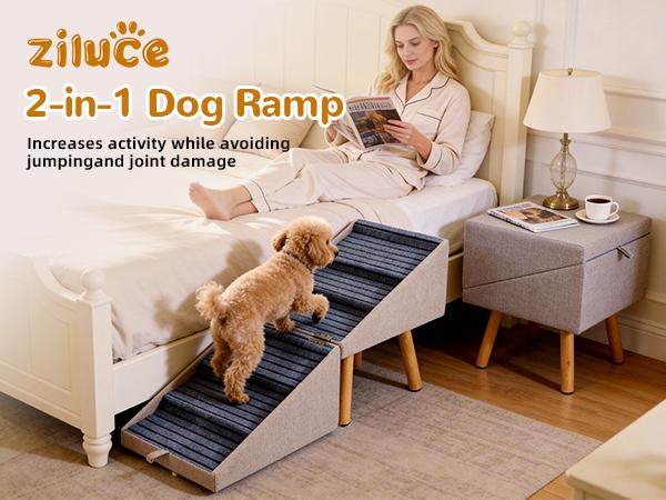 21" Tall Dog Stairs Ramp for Bed | 2-in-1 Wooden Ottoman Dog Ramp, Foldable Pet Steps for Small, Large & Senior Dogs, Helps Protect Joints & Prevent Injury, Stable Solid Wood Feet 21" Tall Dog Stairs Ramp for Bed | 2-in-1 Wooden Ottoman Dog Ramp, Foldable Pet Steps for Small, Large & Senior Dogs, Helps Protect Joints & Prevent Injury, Stable Solid Wood Feet