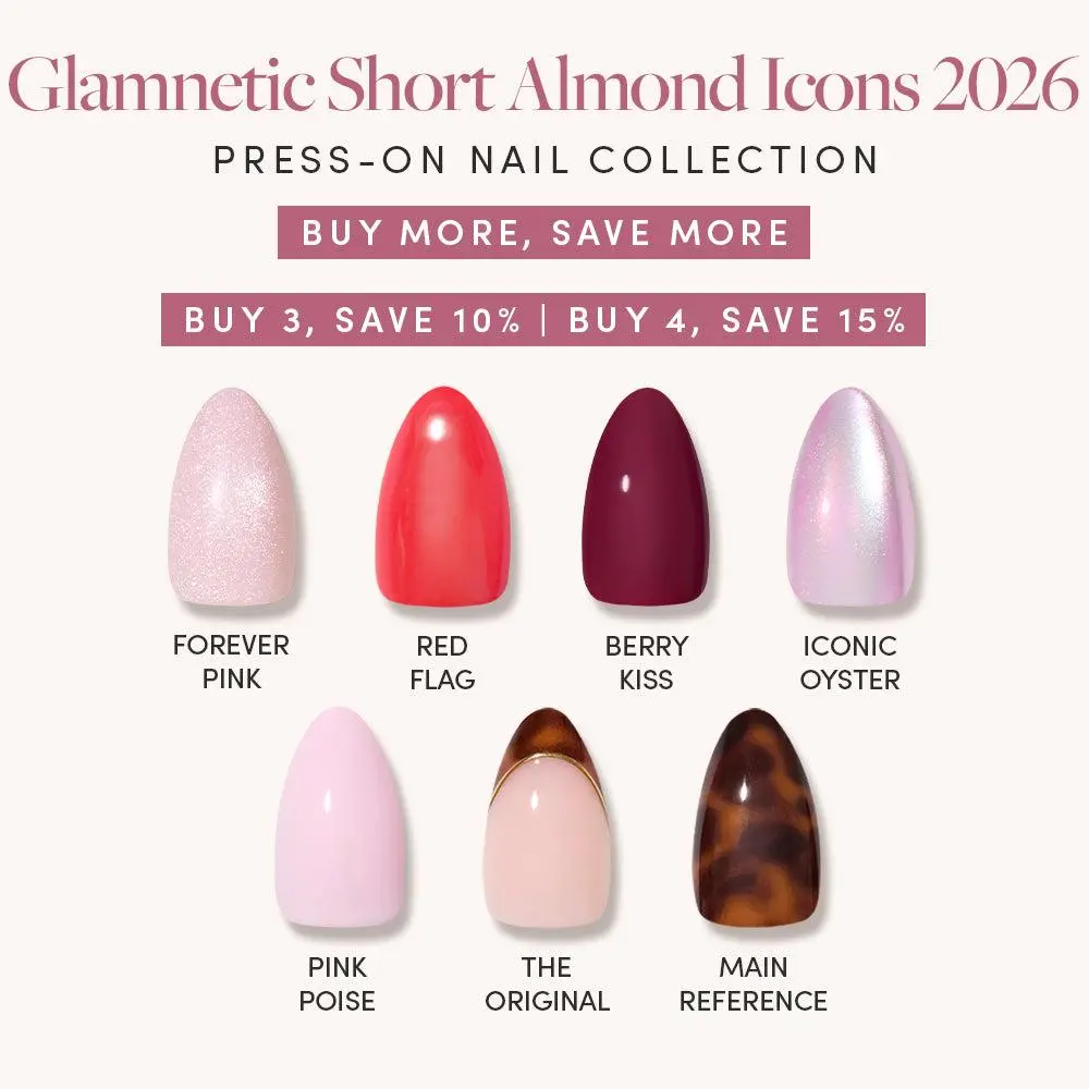 Glamnetic Short Almond Icons 2026 Press-On Nail Collection Glamnetic Short Almond Icons 2026 Press-On Nail Collection