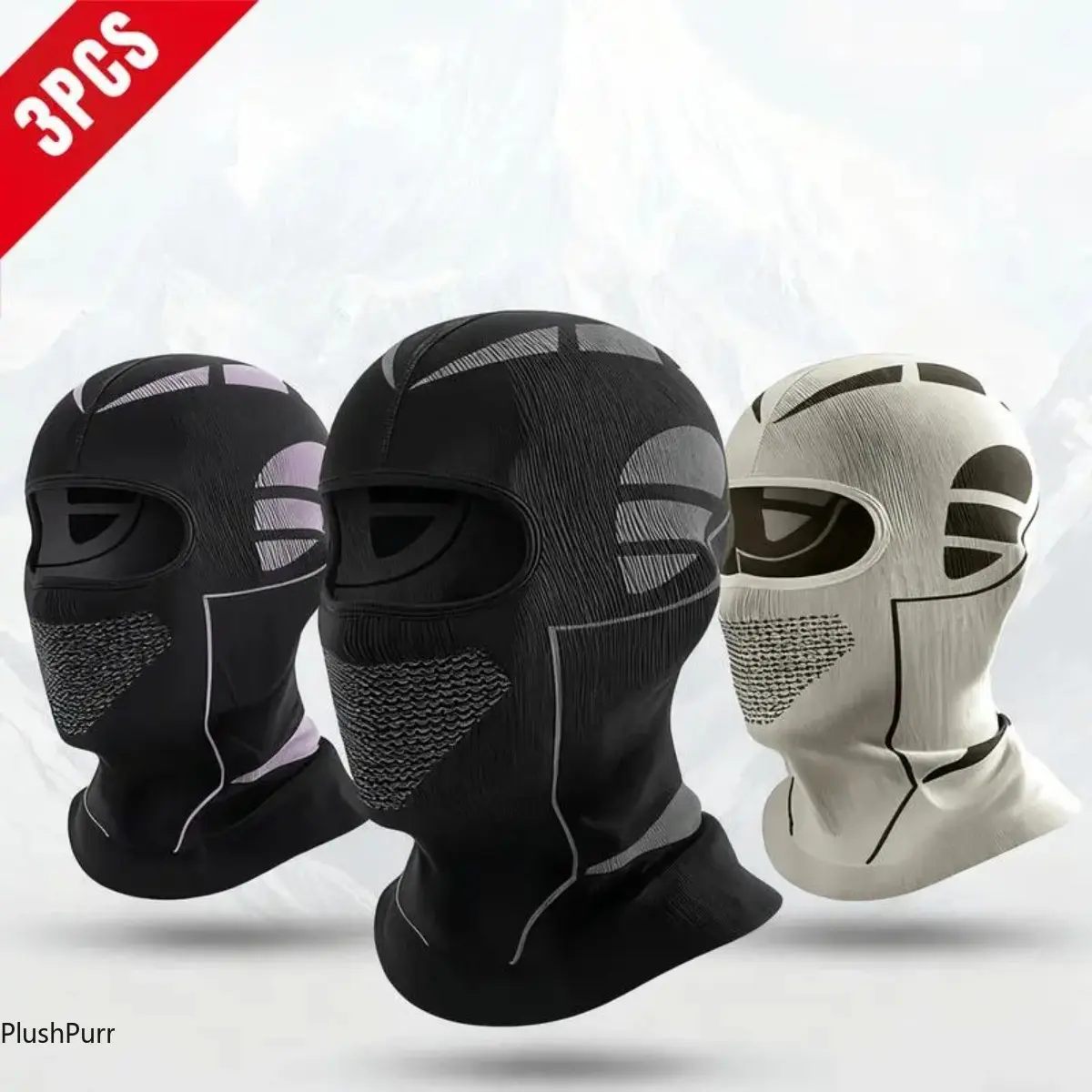 Unisex Adults' 3-Pack Outdoor Windproof Balaclava Ski Masks, Breathable High-Stretch Soft Faux Fur Full Head Protection for Winter Skiing, Motorcycling (Under Helmet Use) tiktokshopbacktoschool