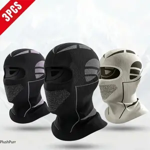 Unisex Adults' 3-Pack Outdoor Windproof Balaclava Ski Masks, Breathable High-Stretch Soft Faux Fur Full Head Protection for Winter Skiing, Motorcycling (Under Helmet Use)