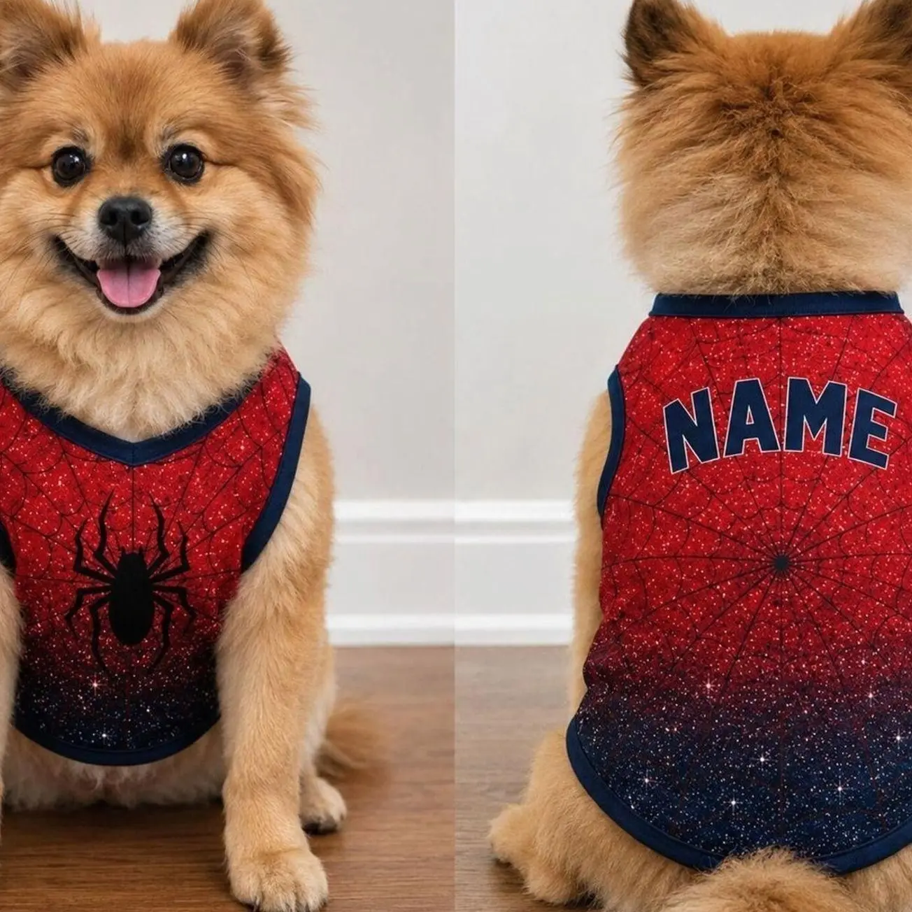 Custom Dog Jersey, Personalized Pet Shirt with Name, Red Spider Web Dog Clothes, Cute Costume for pet, halloween dog outfit J7U IUY