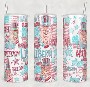 Patriotic Leopard USA Tumbler  20oz 30oz 40oz | Red White Blue Freedom Cup | Independence Day Drinkware | Matching Shirt Available