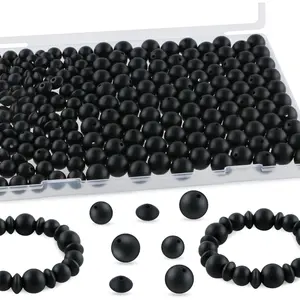 200 count Mixed 12mm 15mm  Beads for  Making, 12mm Lentil  Beads for Pens Bracelet Necklace DIY Crafts(Black)