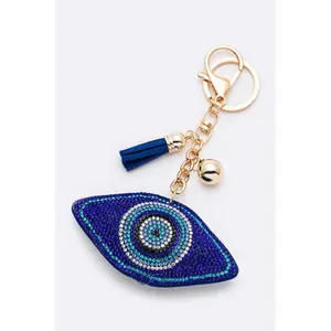 Evil Eye Rhinestone Puff Key Chain