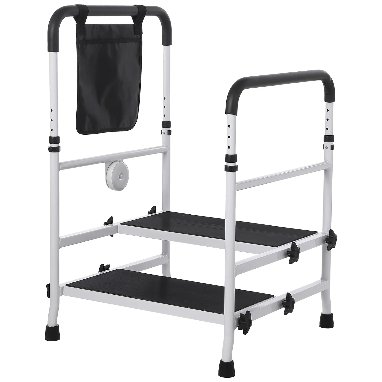 Garvee Adjustable Height Bed Step Stool for Elderly - Non-Slip Platform with Handle, 450 LBS Capacity Safety Mobility Aid for Bedside, Bathtub, RV, Kitchen