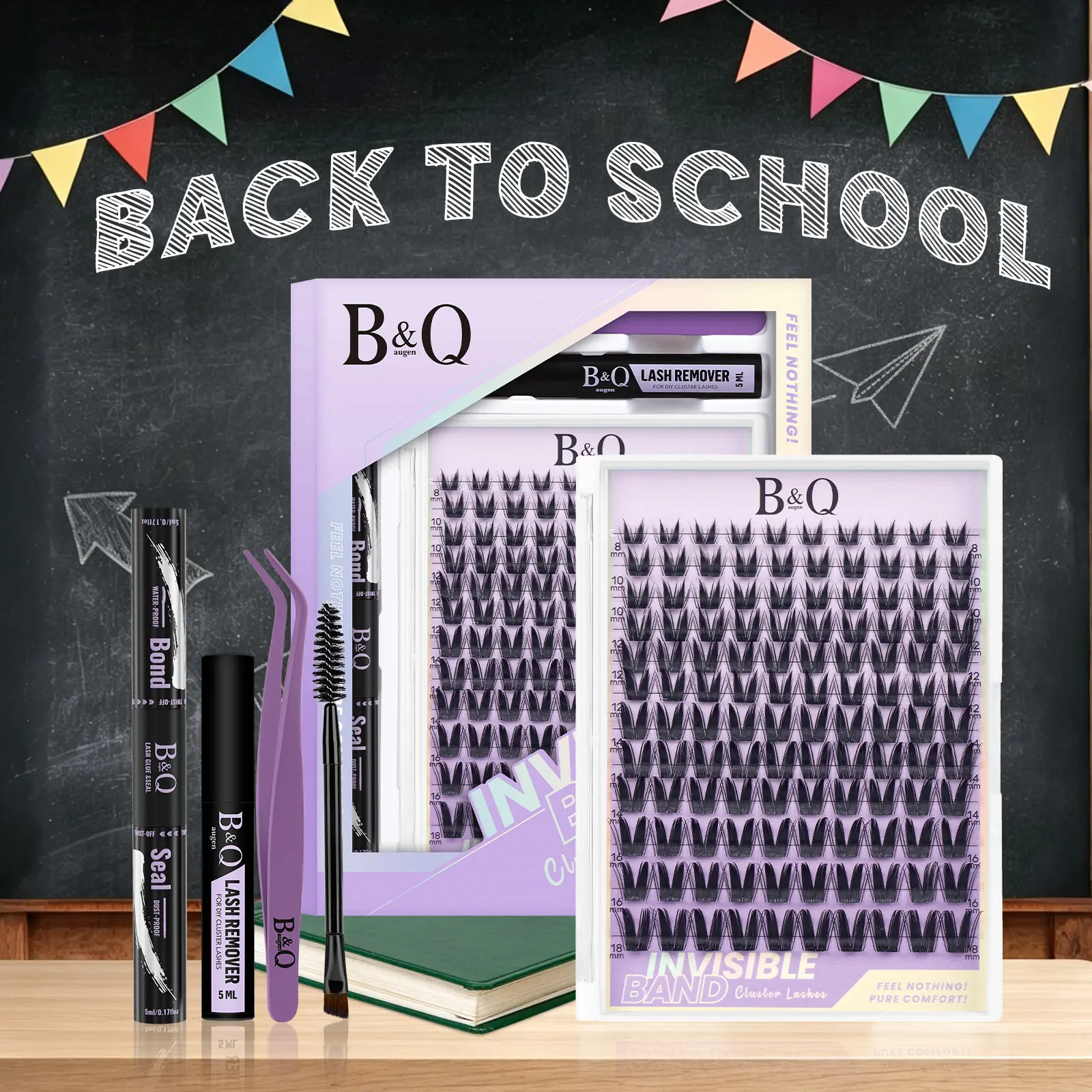 Bunny Kit l B&Q Doll Manga Anime Lash,8-18mm Clusters,Bond & Seal,Remover,DIY Eyelash Extensions,Week Lasting,Waterproof for Wet Lash Look Makeup Cosmetic Vacation Lash #dealsforyoudays,back to school
