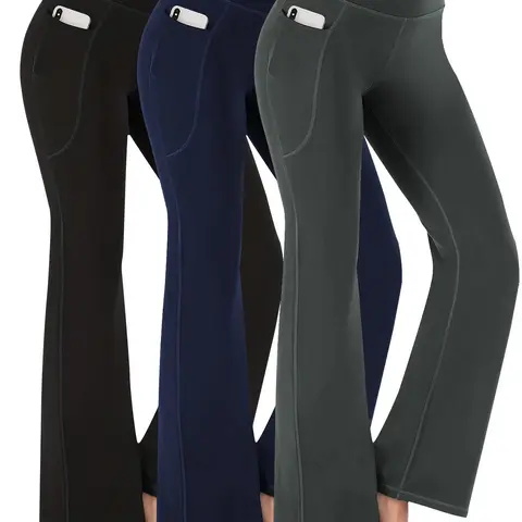 Women's High Waist Side Pocket Sports Groove Tummy Control Leggings, High Stretch Seamless Yoga Pants, Fitness Pants, Gym Clothes, Workout Clothes Women, Ladies Sportswear Clothing, High Waist Activewear