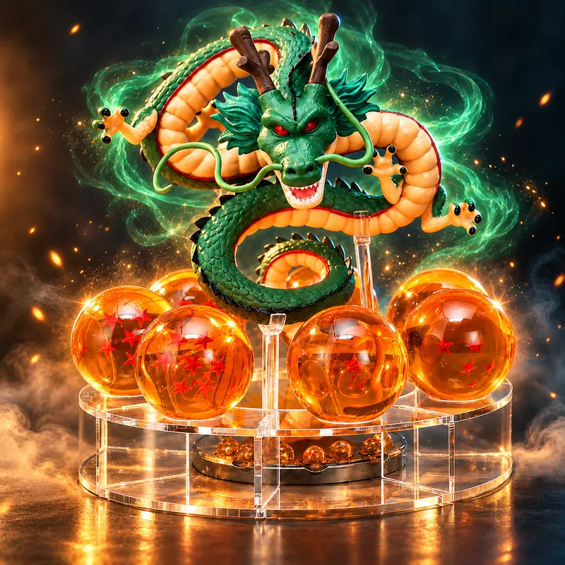 Megahit DBZ Handmade Dragon Resin Figure - PVC Home Decor Accessory with 7 Acrylic Glass Balls, Art Collection Piece for Home Decoration, Holiday Party Gifts