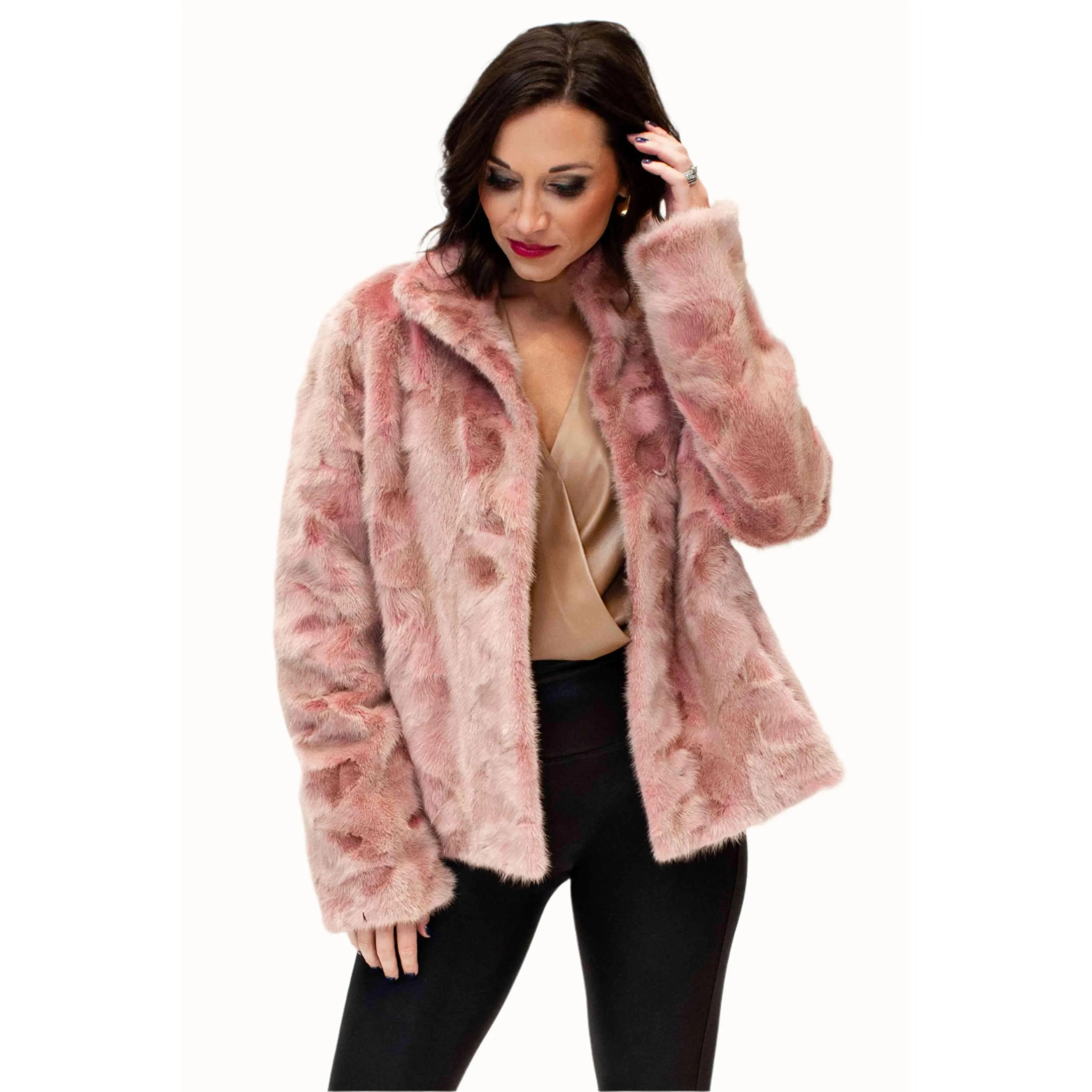 Sectioned Mink Fur Jacket with Straight Sleeves