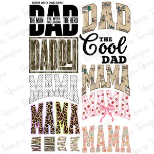 Mom And Dad Mini DTF Transfer Gang Sheet 24.5" x 36" Direct To Film for DIY Enthusiasts Vibrant Custom Options Cozy Handmade Aesthetic Festive Design