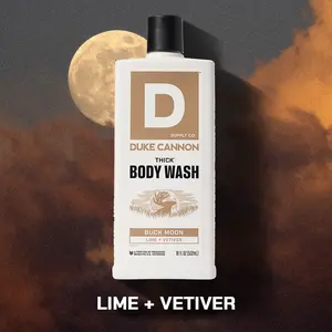 Duke Cannon Supply Co. THICK High-Viscosity Body Wash for Men - Buck Moon, Lime and Vetiver Scent, Superior Lather and Natural Exfoliate, Premium Ingredients, Body Care Daily Cleanser, Sensitive Skin Friendly, 18 Fl oz