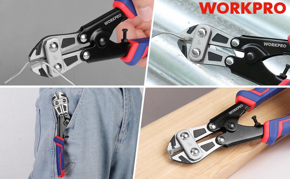 #backtoschool WORKPRO 8-Inch Mini Bolt Cutter, Spring Loaded Wire Cutters Heavy Duty with Soft Anti-slip Handle, Small Bolt Cutter, Wire Cable Cutter, Spring Snips Clippers