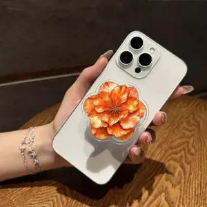 Orange Flower MagSafe Phone Grip – Floral Magnetic Pop Socket & Kickstand – Cute Aesthetic Phone Accessory