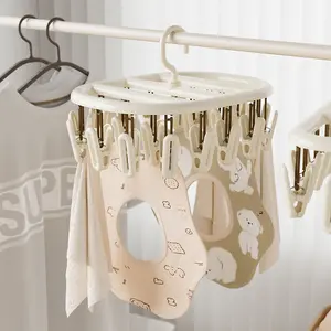 360-Degree Rotating Stackable Clothes Drying Rack for Home Use, Socks, Towels, Baby Scarves, Clothes Drying Clips