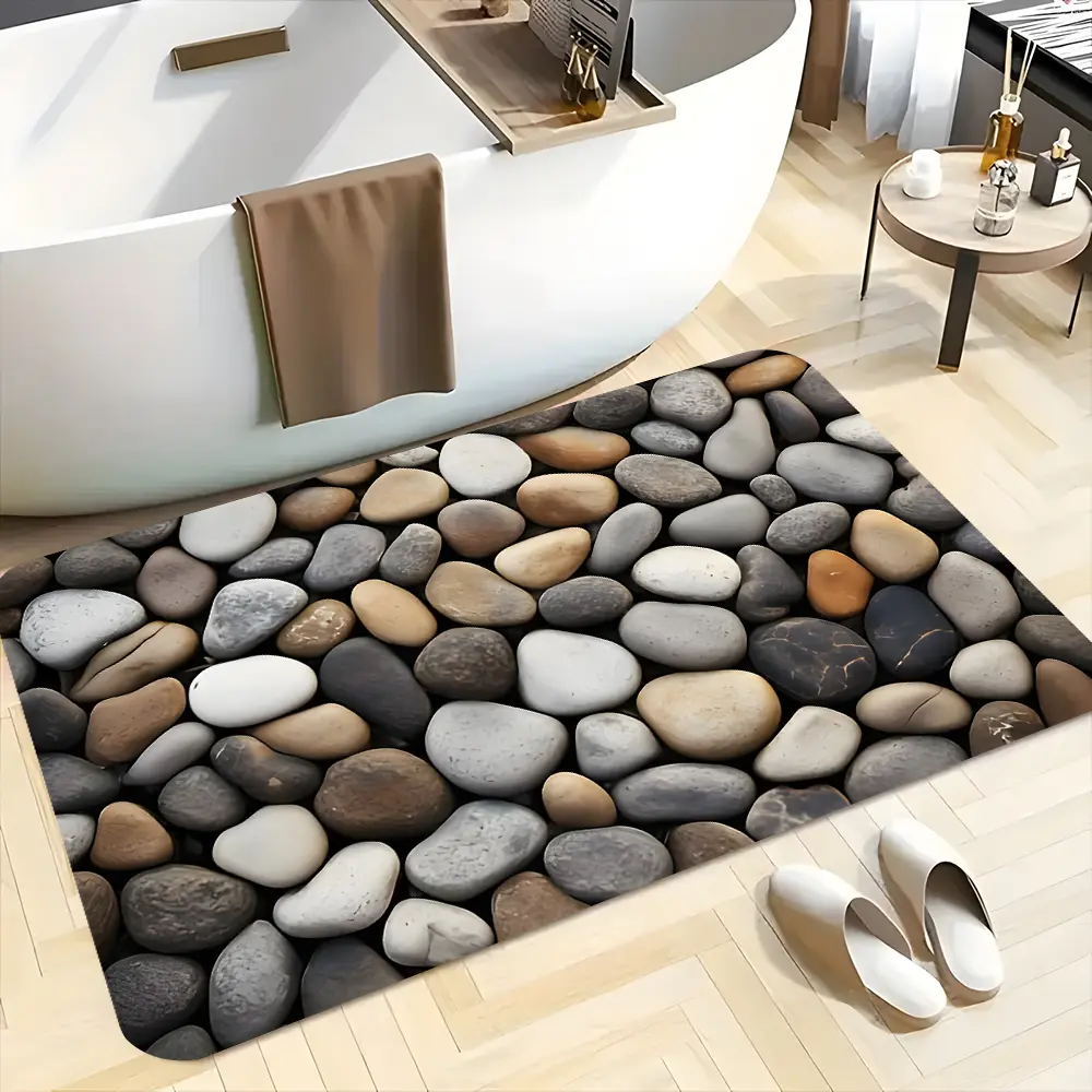 Pebble Design Bathroom Mats, Bathroom Carpets, Rubber Bathroom Highly Absorbent Floor Mats, Anti-slip Quick-drying Soft Carpets, Shower Floor Mat Non Slip, Suitable for Multi-scenario Shower, Bathtub, Outdoor Door Mats