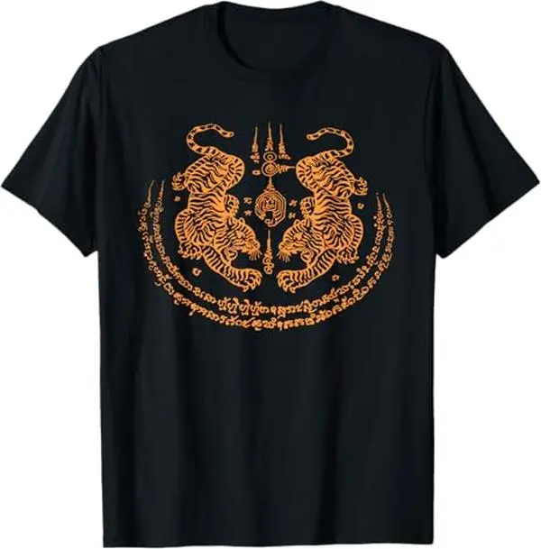 Twin Tiger Sak Yant Tattoo Muay Thai Thailand Martial Art T-Shirt