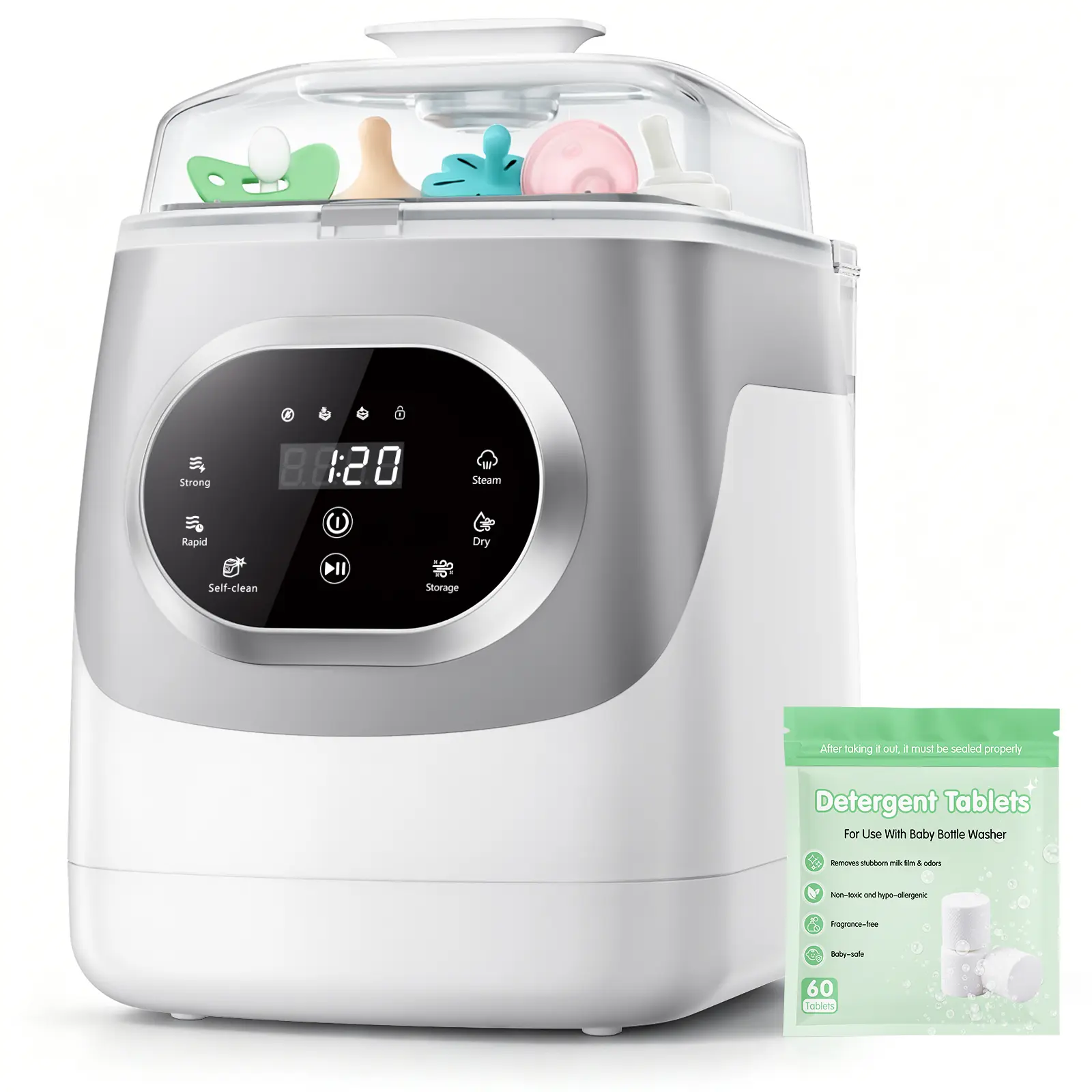 Baby Bottle Washer,Sterilizer And Dryer,Effortless All-in-One Cleaning Machine,Large Capacity for Bottles,Pump Parts & Baby Essentials, Free Your Hands And Save Time