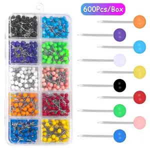 600Pcs Push Pins MultiColor 1/8" Small Map Tacks for Travel Maps Cork Board Bulletin Board Fabric Marking Office DIY Craft