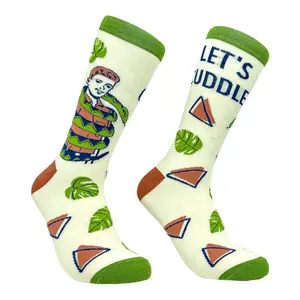 Men's Lets Cuddle Socks Funny Snake Constrictor Hug Joke Footwear Funny Graphic Socks Comfortable Fitted Spandex Cotton