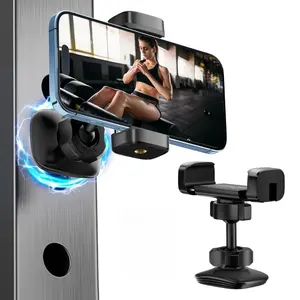 Magnetic Phone Holder for Gym, 1 Count 360° Rotatable Gym Magnetic Phone Holder for Workout Record & Watch Videos, Gym Phone Holder Compatible with 4-7 Inch Smartphones, Stand