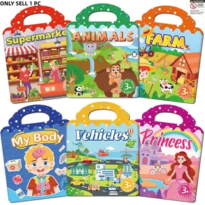 Waterproof Reusable Sticker Book, Sticker Album, Portable DIY Learning Toy, Ideal Gift for Christmas Halloween Thanksgiving Winter New Year, Waterproof Stickers