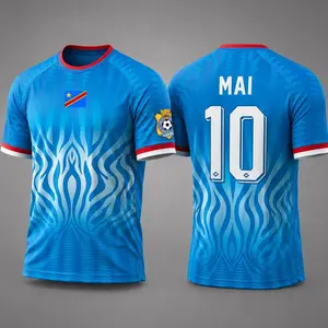 Custom Soccer Jersey Shirt, Personalized Name Number Football Jersey, DR Congo Style Blue Kit, Custom Team Shirt Gift for Men Women