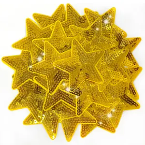 30Pcs Sequins Star Iron on Patches Embroidery Fashion Cute Shiny Chrome Decoration Sew on for Clothing Bags Jackets Jeans Hats Accessory Decoration