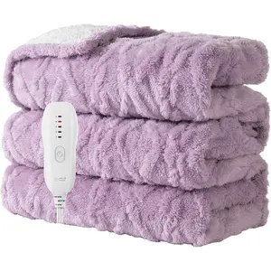 Soft Heated Electric Throw Blanket 50"x60" with 5 Heating Levels 3 Hours Auto-Off Machine Washable Purple