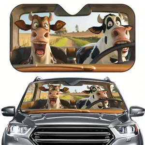 Cartoon Foldable Car Sunshade, Summer Fun CarAccessory, Keep Your Car Cool, UV Protection, EasyInstallation, Fits Most Cars and Small Suvs