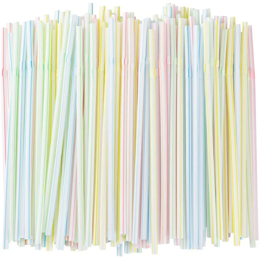 200/100pcs 8.5 Inch Plastic Straws, Bendable Disposable Drinking Straws, Flexible Straws, Bent Straws, Stripe Colors, Party Daily Use, Festive, Drink Accessories, Milk Juice Beverages