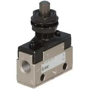 SMC Pneumatics Push Button 2-Way 2-Port Mechanical Valve - 0.14 CV Rate, 1/8" NPT Inlet, Extended Design, Model VM120-N01-32BA