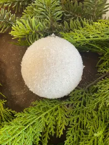 4” Frosted Textured Snowball Ornament
