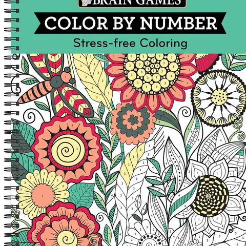 Brain Games - Color by Number: Stress-Free Coloring (Green) -- Publications International Ltd - Spiral
